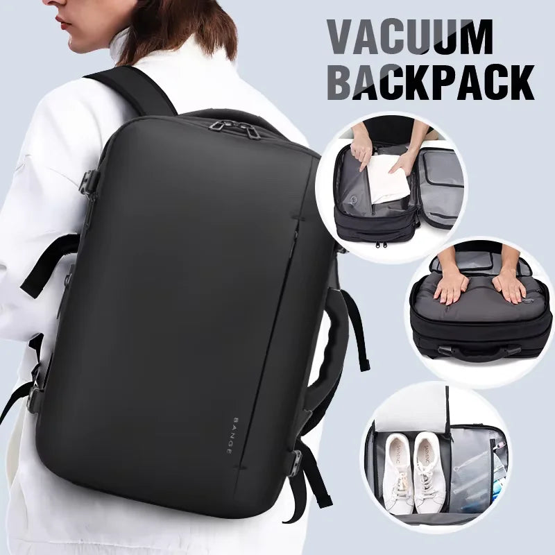 Vacuum backpack with pump compression backpack for travel,36L Backpack With Vacuum Seal Anti theft Storage Weighable