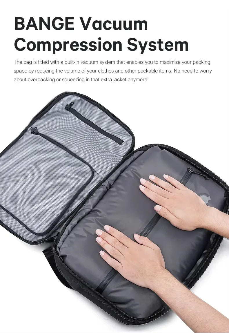 Vacuum backpack with pump compression backpack for travel,36L Backpack With Vacuum Seal Anti theft Storage Weighable