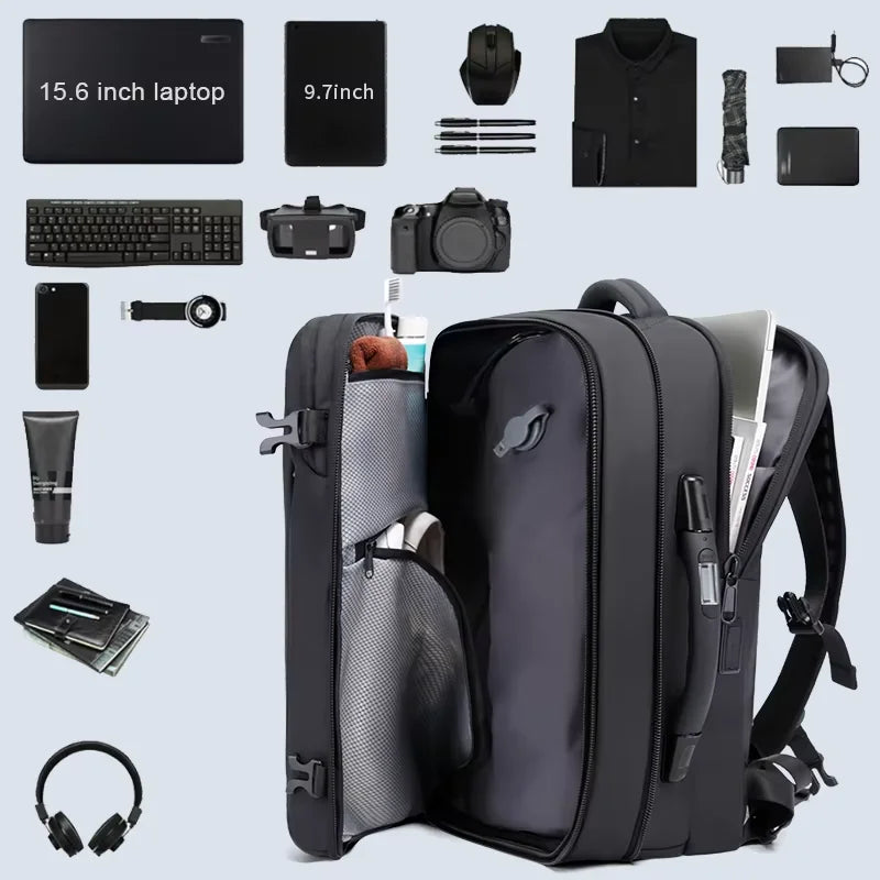 Vacuum backpack with pump compression backpack for travel,36L Backpack With Vacuum Seal Anti theft Storage Weighable