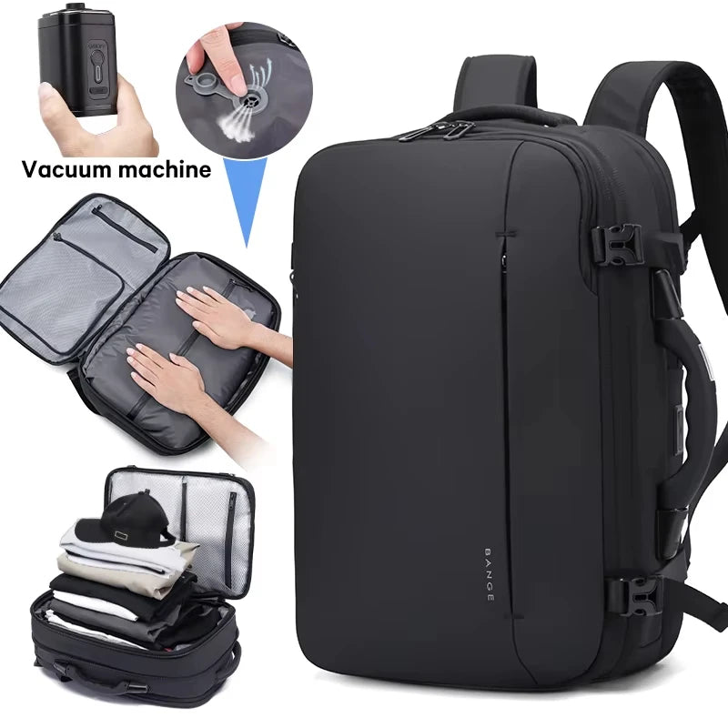 Vacuum backpack with pump compression backpack for travel,36L Backpack With Vacuum Seal Anti theft Storage Weighable