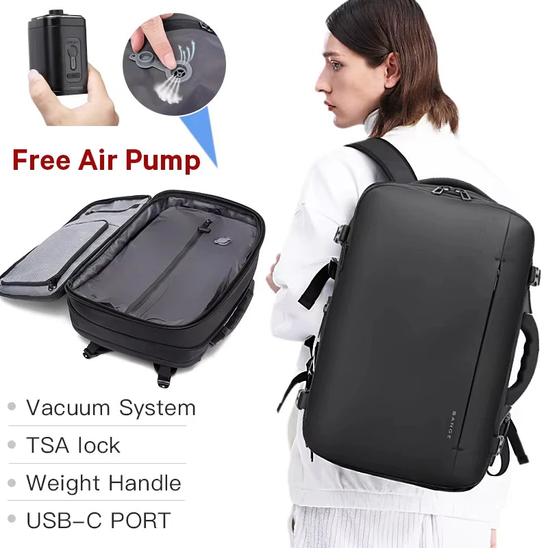 Vacuum backpack with pump compression backpack for travel,36L Backpack With Vacuum Seal Anti theft Storage Weighable